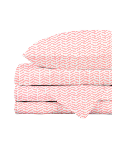 Juego de Sábanas para Cama Cuna Chevron Rosa - 3 piezas