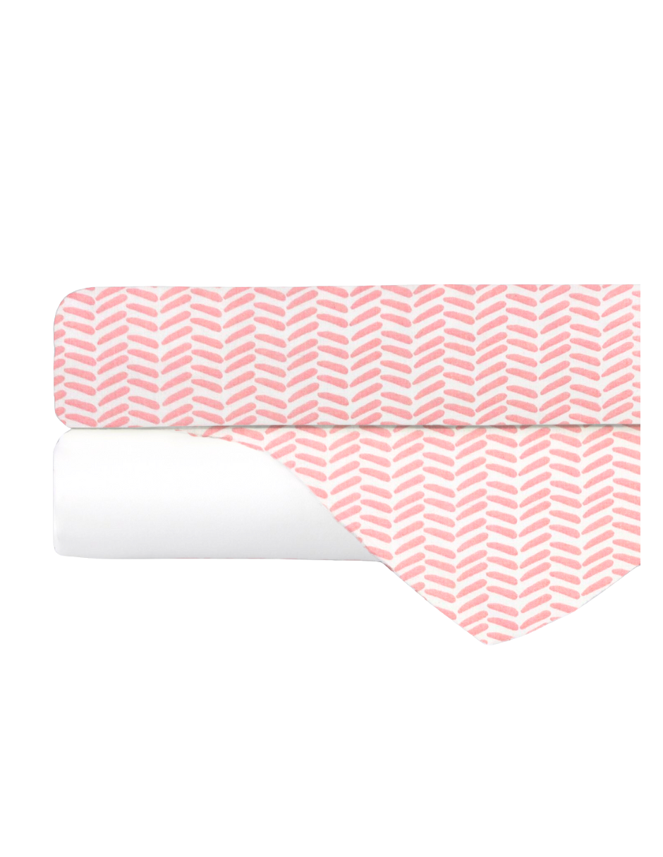 Set de 2 Sábanas de Cajón para Cama Cuna Chevron Rosa - 100% Algodón