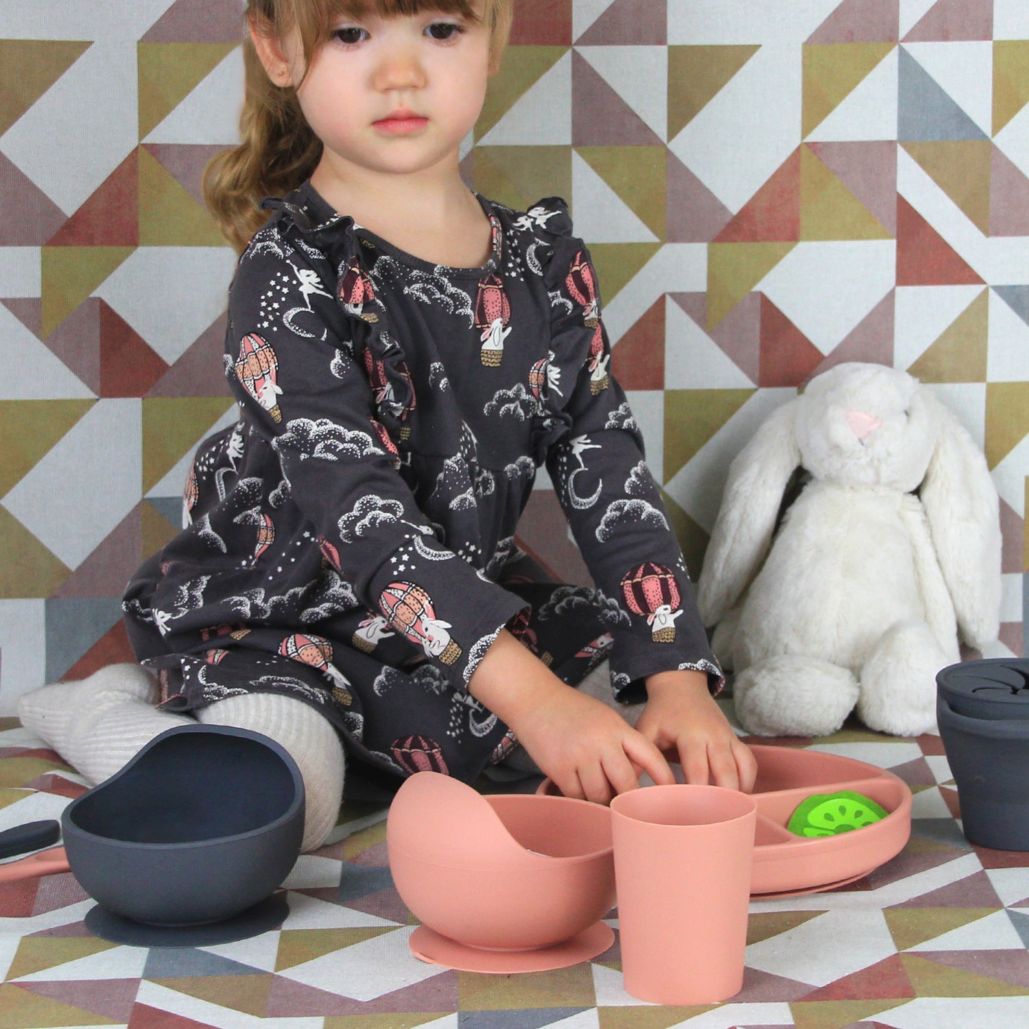 Set de Alimentación para Bebé/Toddler - 5 piezas (Plato, Bowl, Cuchara, Tenedor y Vaso) - Azul